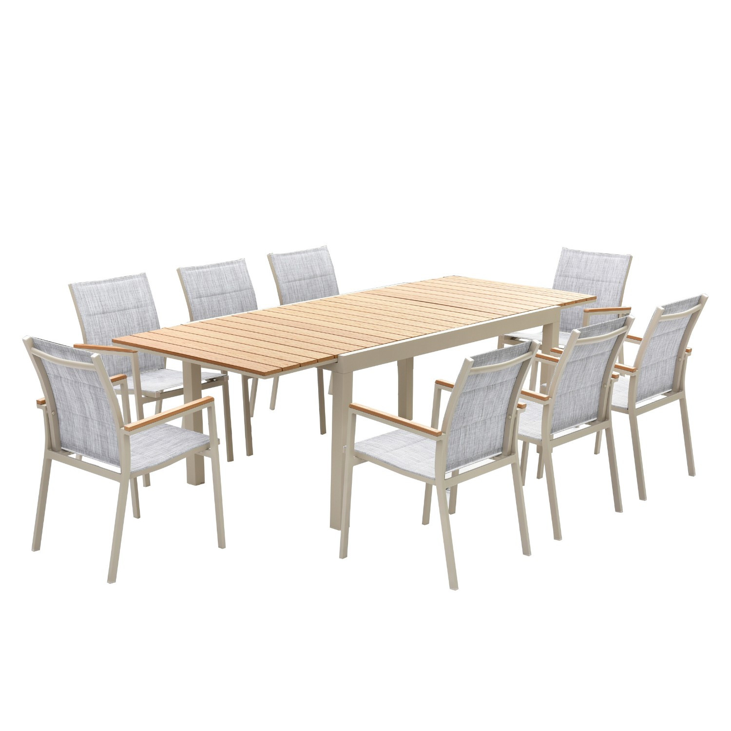 Table de jardin en aluminium extensible gris 4/8 pers. gris Bois