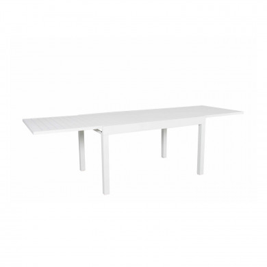 Table de jardin extensible aluminium - 135/270cm - 10 places - Blanc - ANDRA