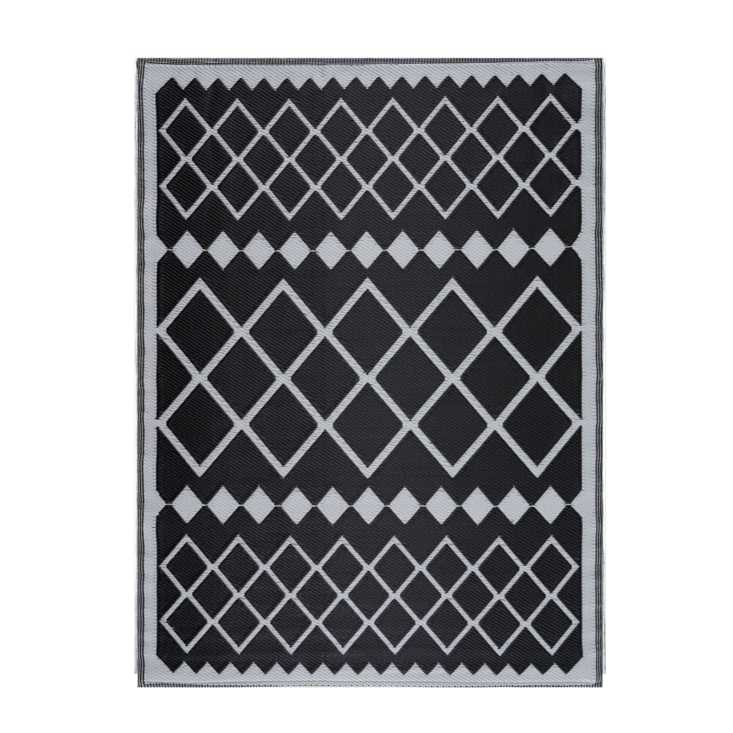 Tapis d ext rieur en plastique tress 150x220cm Noir