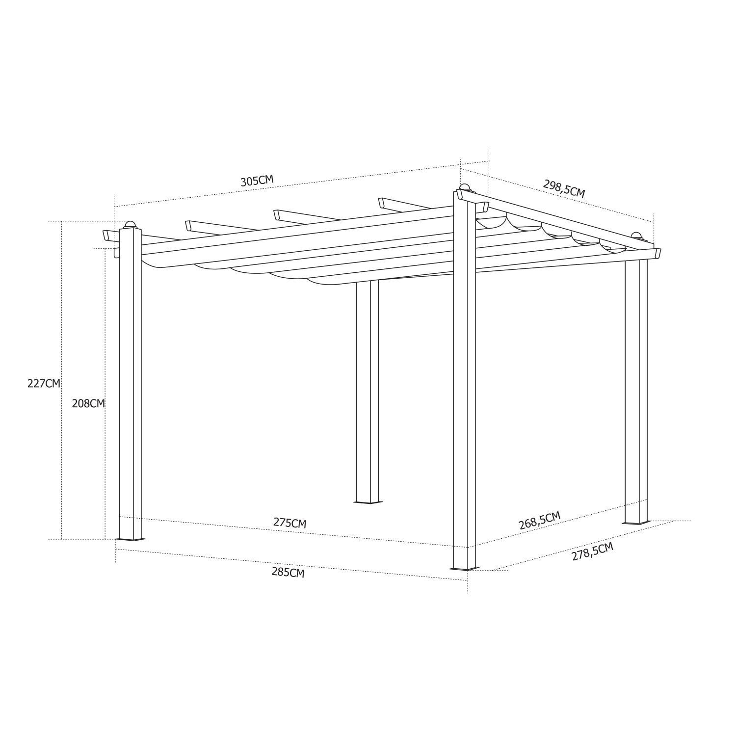 Tonnelle Autoportante 3x3 M, Structure Alu Toile Taupe Regia